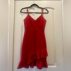 Lulu’s Sealed With a Kiss Red Ruffled Bodycon Dress